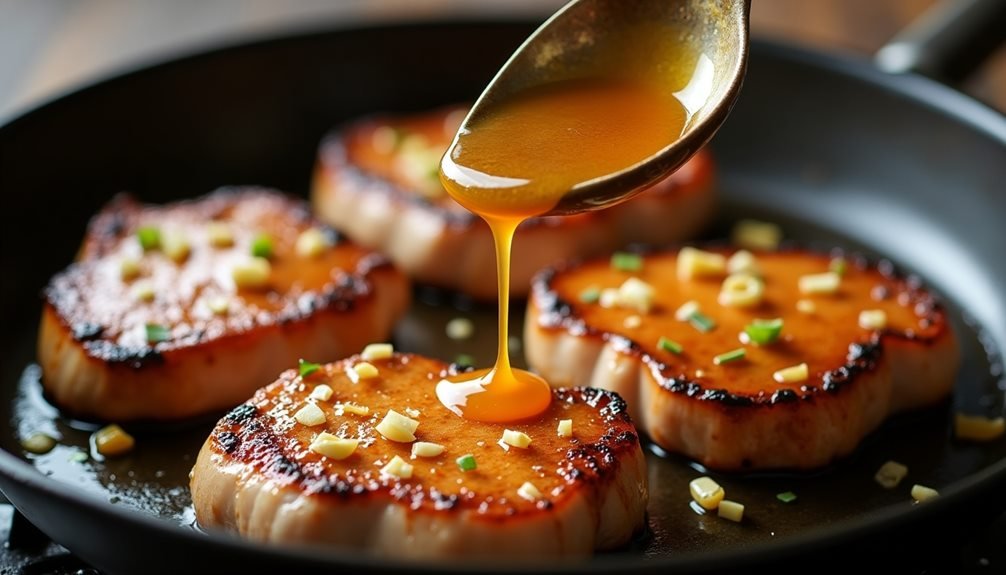 applying honey garlic glaze
