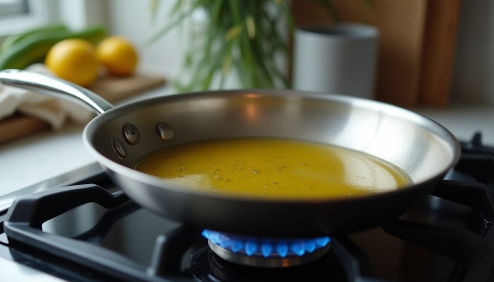heating olive oil skillet