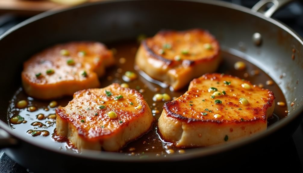 simmering chops in sauce