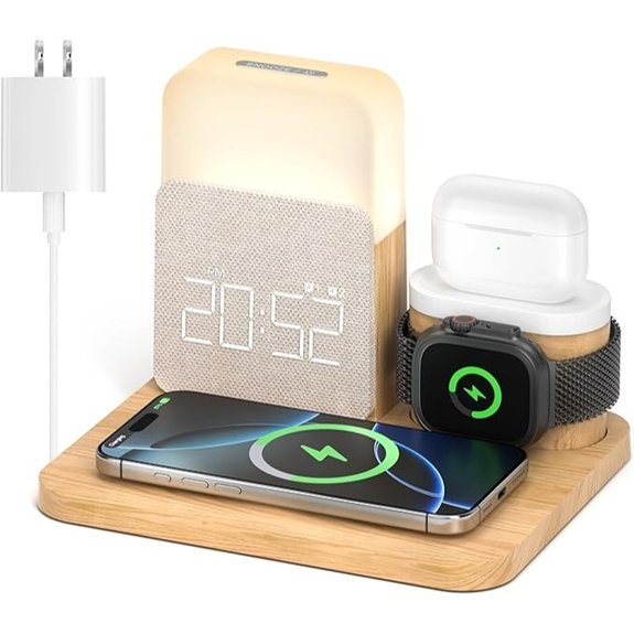 7-in-1 Alarm Clock Wireless Charger Station