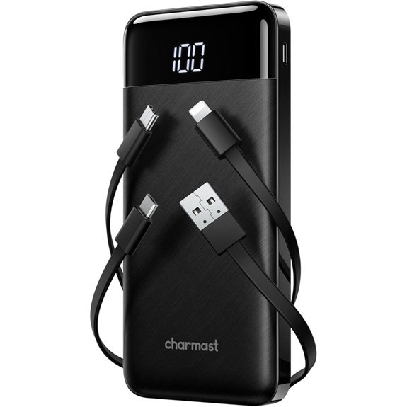 Charmast 10000mAh Portable Charger with Cables