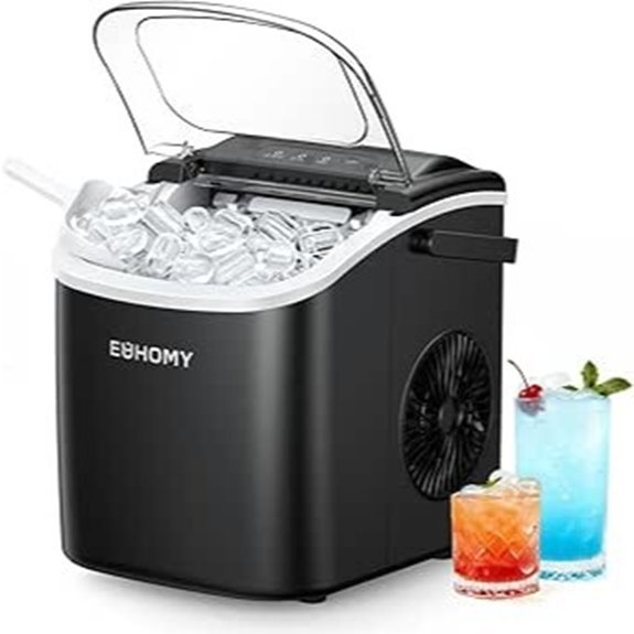 EUHOMY Countertop Ice Maker with Handle 9 Cubes