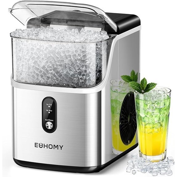 EUHOMY Nugget Ice Maker Countertop Self-Cleaning