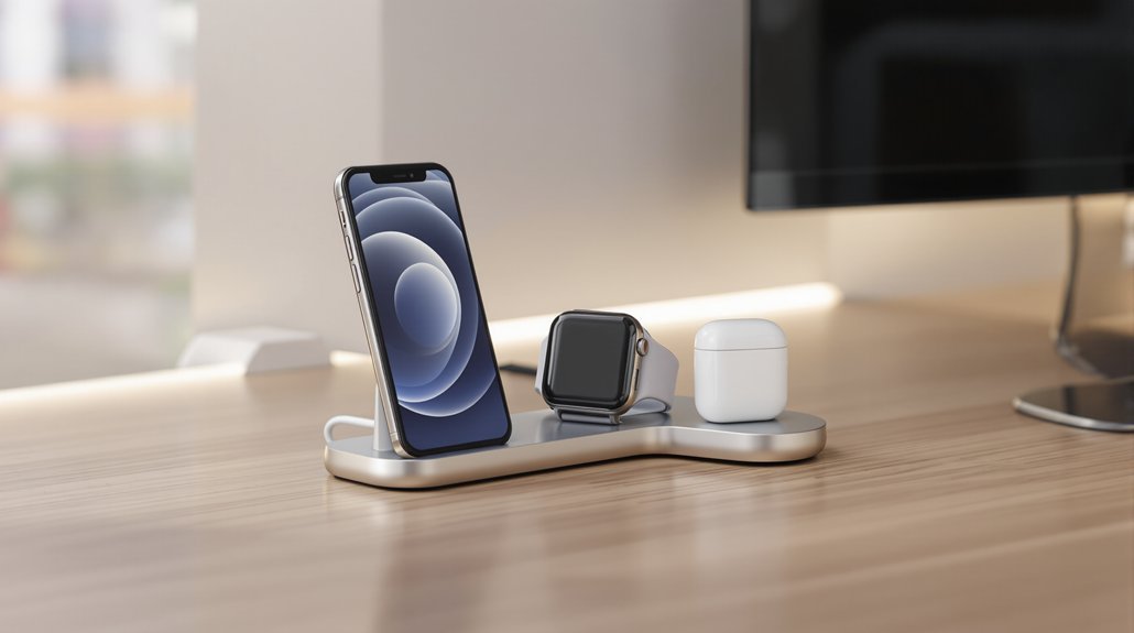 organized triple device charging setup