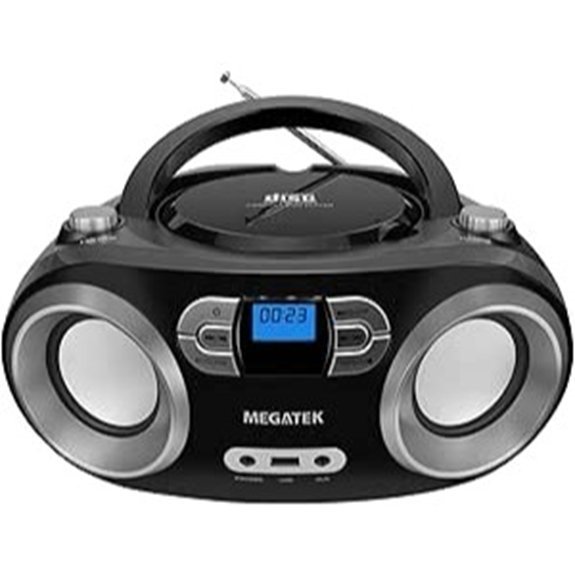 MEGATEK Portable CD Boombox with Bluetooth USB