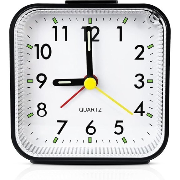 Small Analog Travel Alarm Clock Battery Operated Black