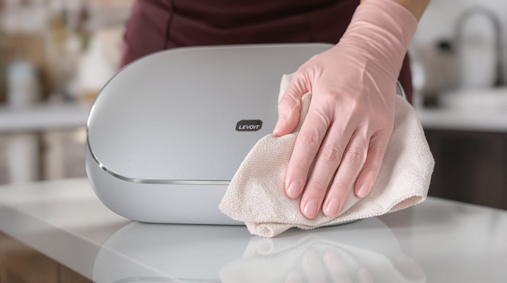 wipe exterior gently every 2 4 weeks