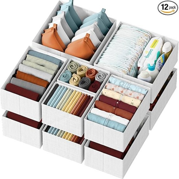 12-Piece White-Grey Drawer Organizer Set