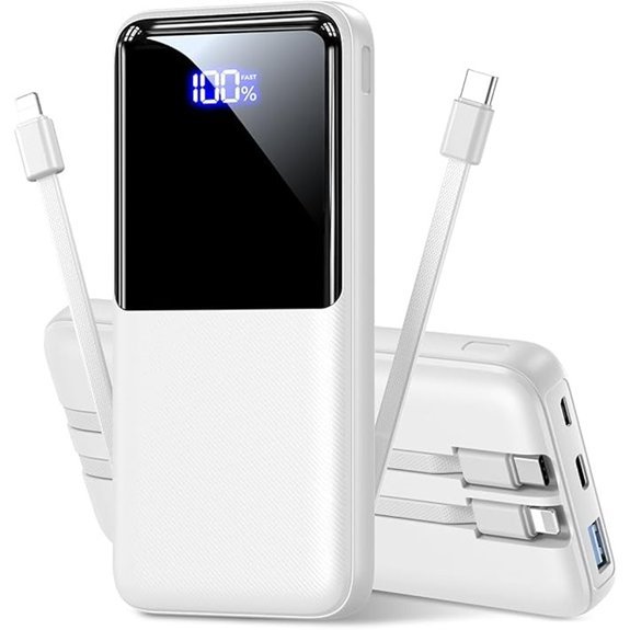 15000mAh Power Bank with Built-in Cables Fast Charge