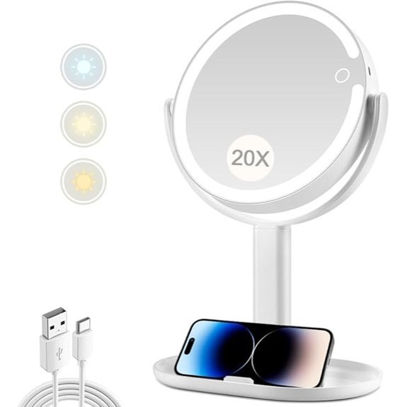 MIYADIVA 20X Lighted Makeup Mirror 2-Sided