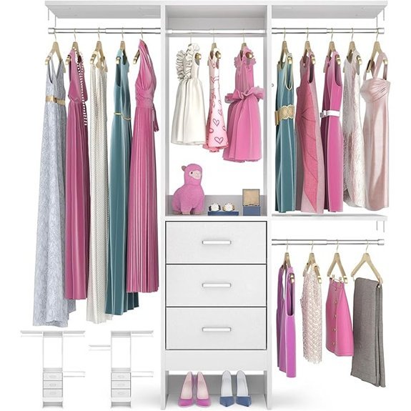 4ft Closet System with Fabric Drawers and Shelves
