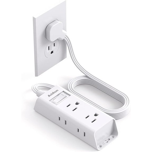 Addtam Flat Plug Power Strip 6 Outlets
