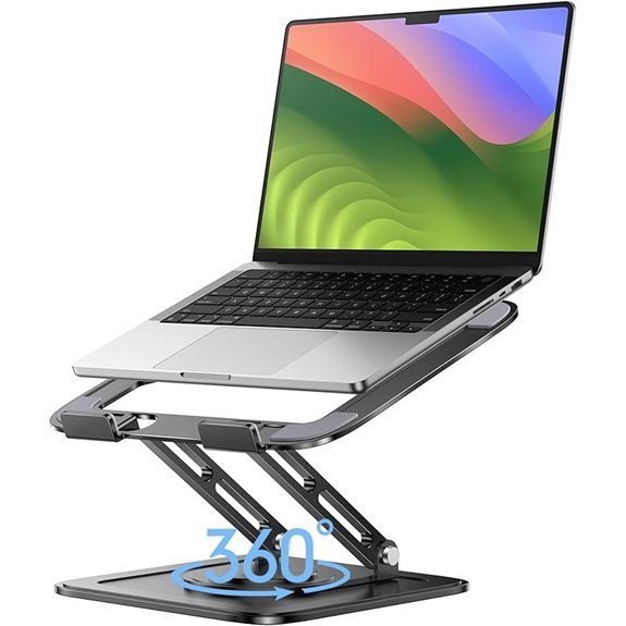 Adjustable Laptop Stand with 360° Rotating Base