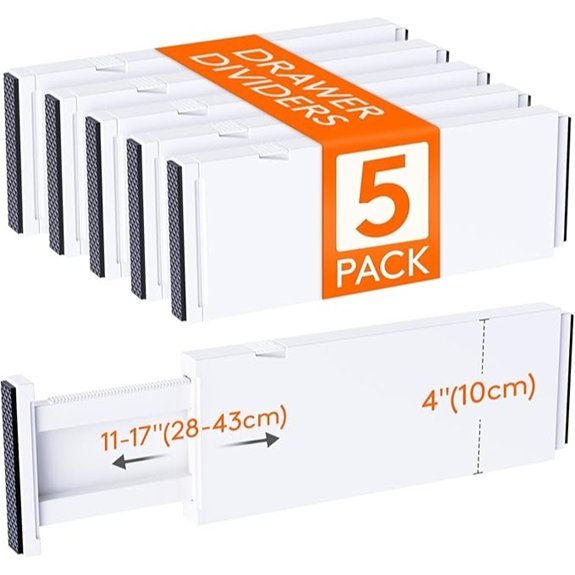 Lifewit 5-Pack Adjustable Drawer Dividers White