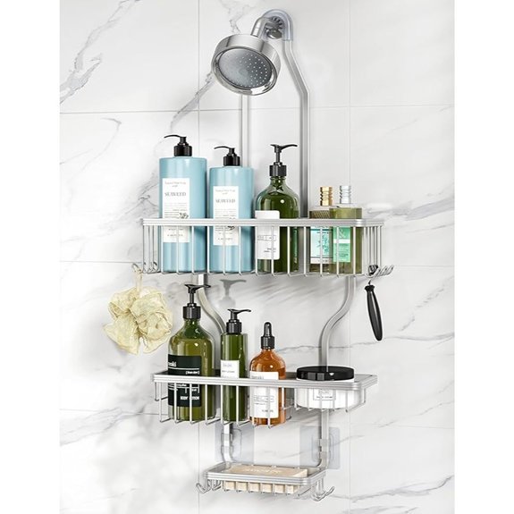 YASONIC Aluminum Shower Caddy with 10 Hooks