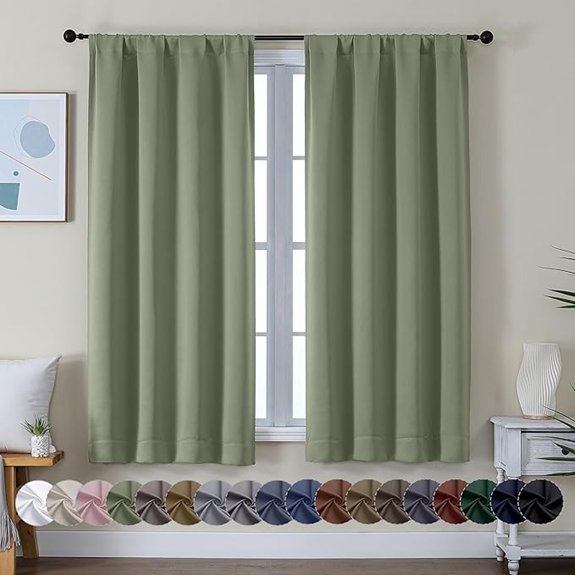 Simplebrand Ava Sage Green Blackout Curtains 2 Panels