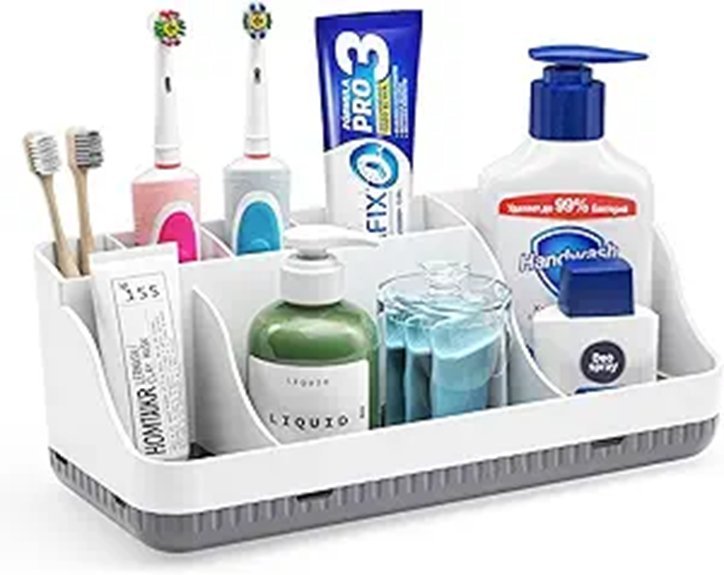 Bathroom Counter Organizer with 7 Detachable Toothbrush Holders
