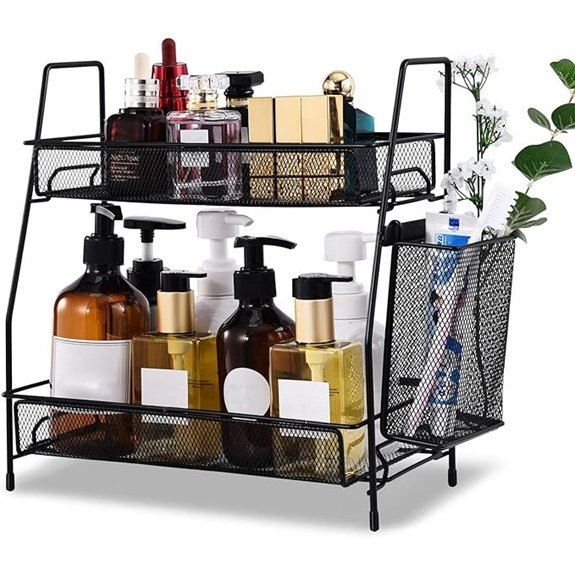 LEMIKKLE Countertop Organizer with Small Basket (Black)