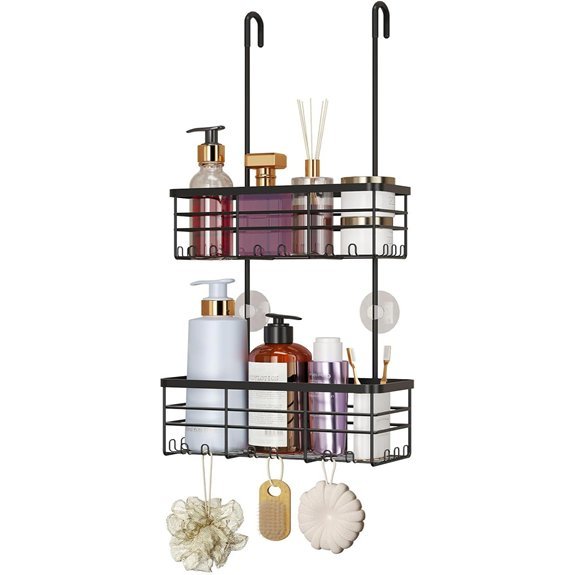 HapiRm Shower Caddy Organizer - No-Drill Stainless Steel Black