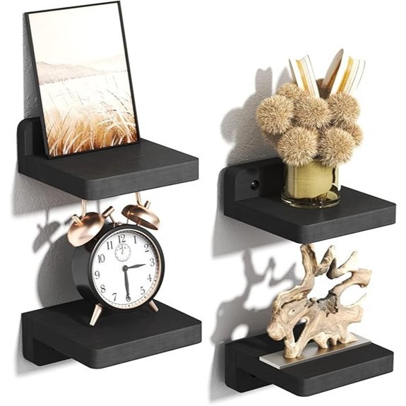 SRIWATANA Floating Wall Shelves Set of 4 (Black)