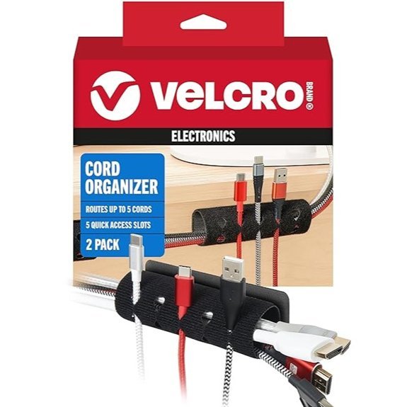 Velcro Cord Organizer 5 Slots Black 2 Pack