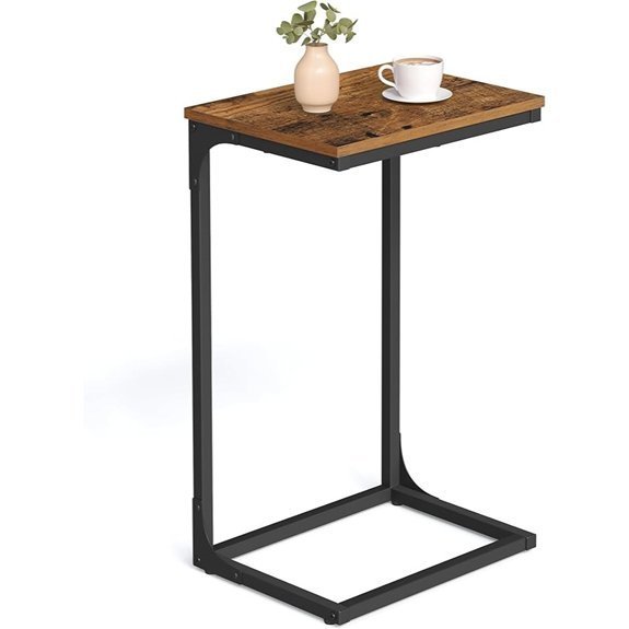 VASAGLE C-Shaped End Table with Metal Frame