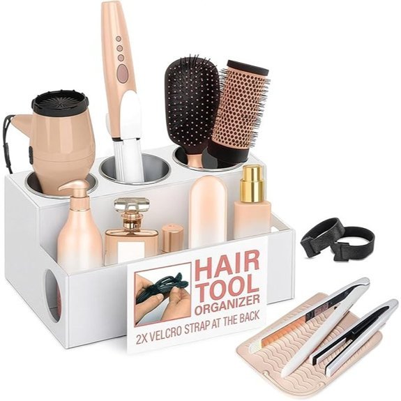 Casavita White Hair Tool Organizer with Heat-Resistant Mat