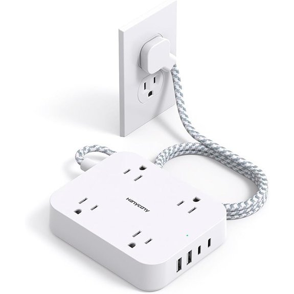 HANYCONY Flat Plug Power Strip with USB Ports