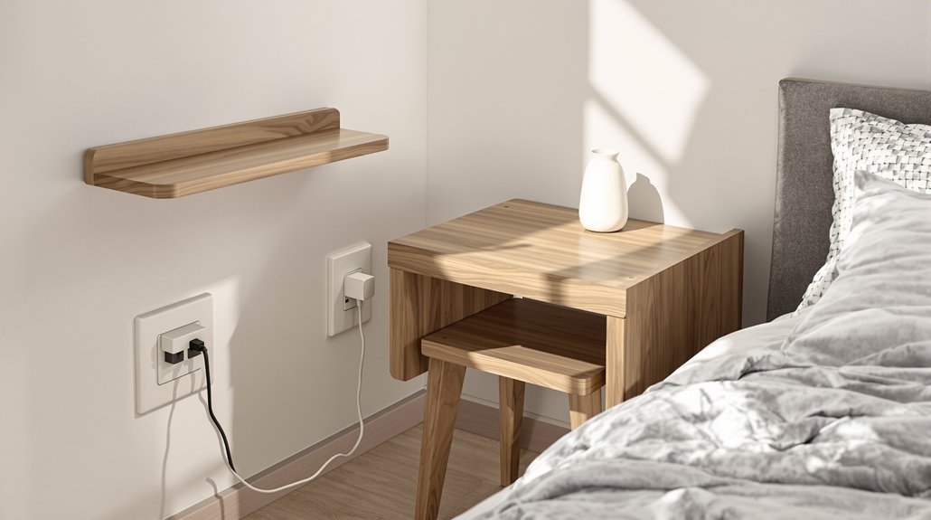 compact functional bedside storage