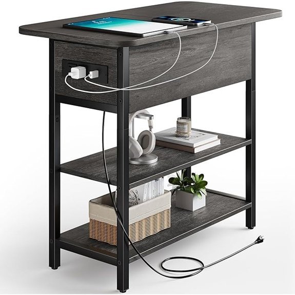 Yoobure End Table with Charging Station and Storage