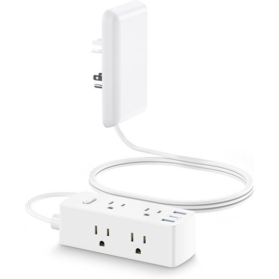 Flat Extension Cord with 6 Outlets and USB