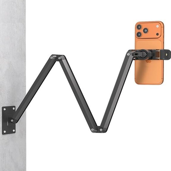 Wall Mount Phone Holder with Foldable Extendable Arms