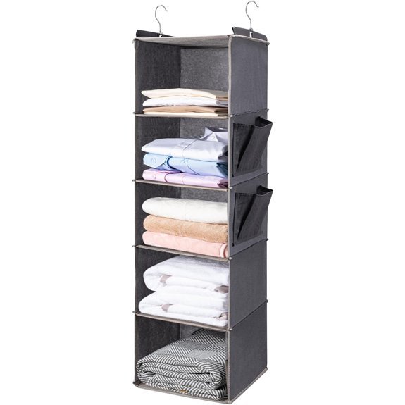 BOOMIBOO 5-Hanging Shelf with Pockets Foldable Grey