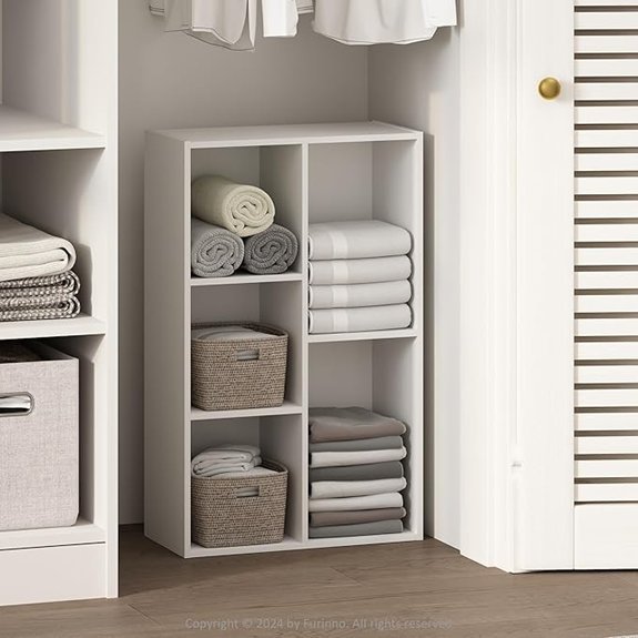 Furinno Reed 5-Cube Reversible Closet Shelves White