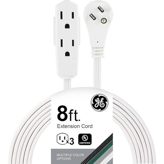 GE 3-Outlet Flat Extension Cord 8 ft