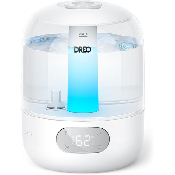 DREO Bedroom Humidifier with Humidity Sensor Night Light