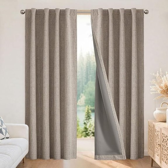 Joydeco Linen Blackout Curtains 84in 2 Panels