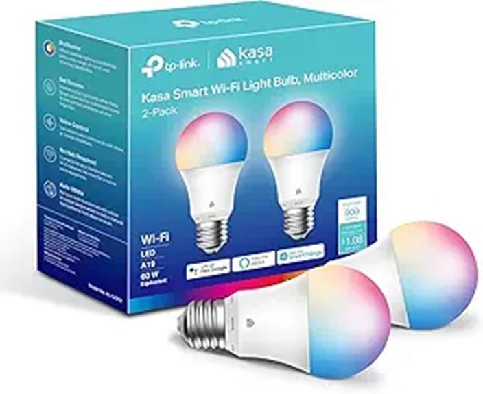 Kasa Smart LED Bulbs 2-Pack Multicolor No Hub