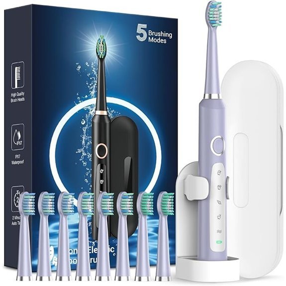 Rtauys M5 Sonic Electric Toothbrush Set Light Purple
