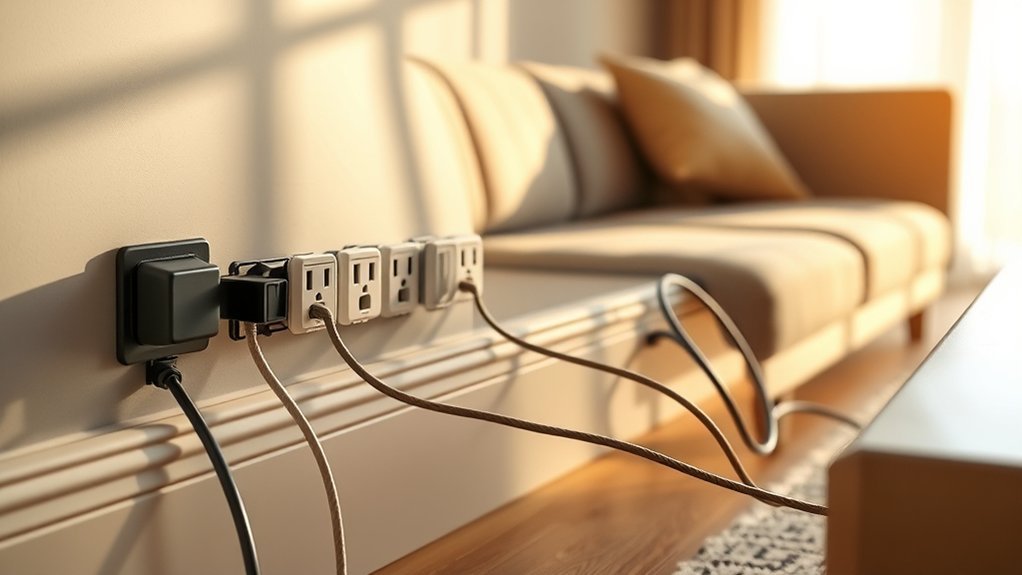 outlet extenders behind furniture