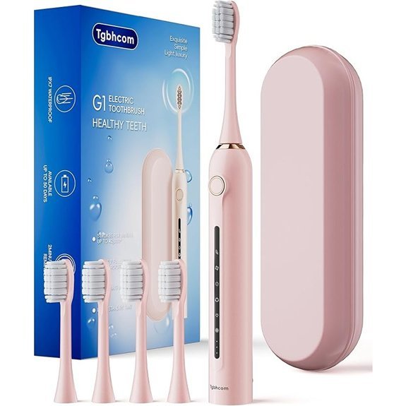 Pink Electric Toothbrush with 4 Heads Travel Case