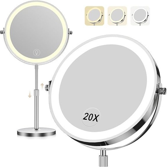 Lighted 1x/20x Rotating Makeup Mirror Rechargeable