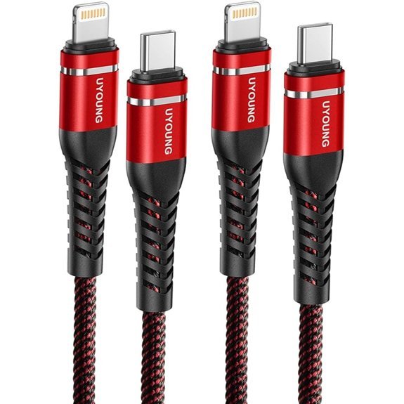 MFi USB-C to Lightning Cable 6ft 2-Pack Red