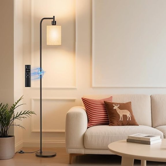 Dimmable Linen Floor Lamp with Remote