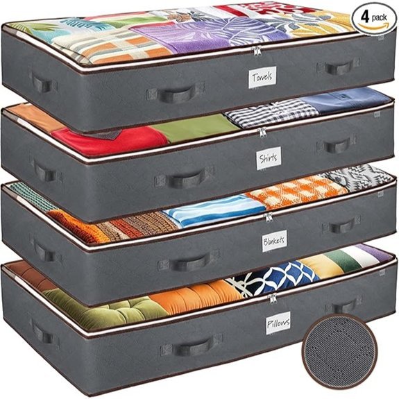 Under Bed Storage Bins Pack of 4 Handles