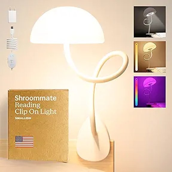 Shroommate Clip-On Dorm Bedside Lamp with LEDs
