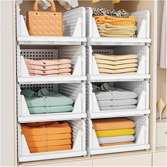 SNSLXH 5-Pack Stackable Closet Storage Baskets