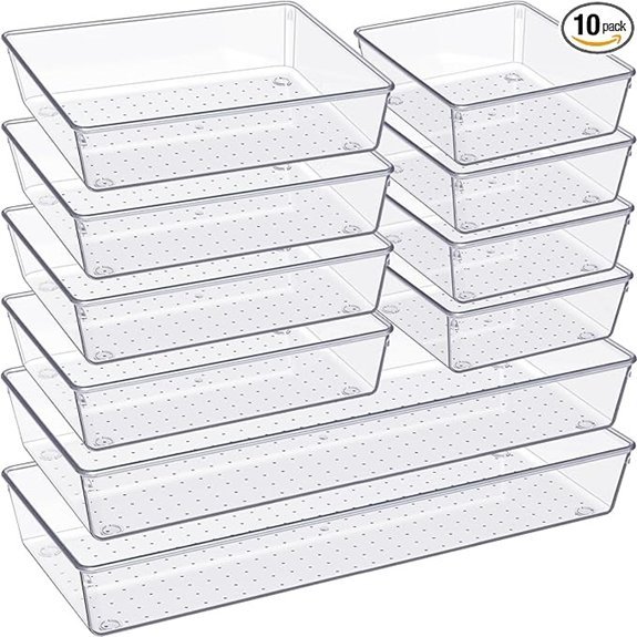 Criusia Drawer Organizer Set 10 Clear Trays