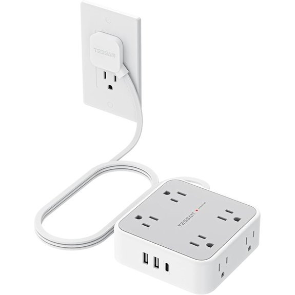TESSAN USB 8-Outlet Surge Protector Power Strip