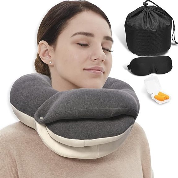 BUYUE Travel Neck Pillow Kit with Eye Mask